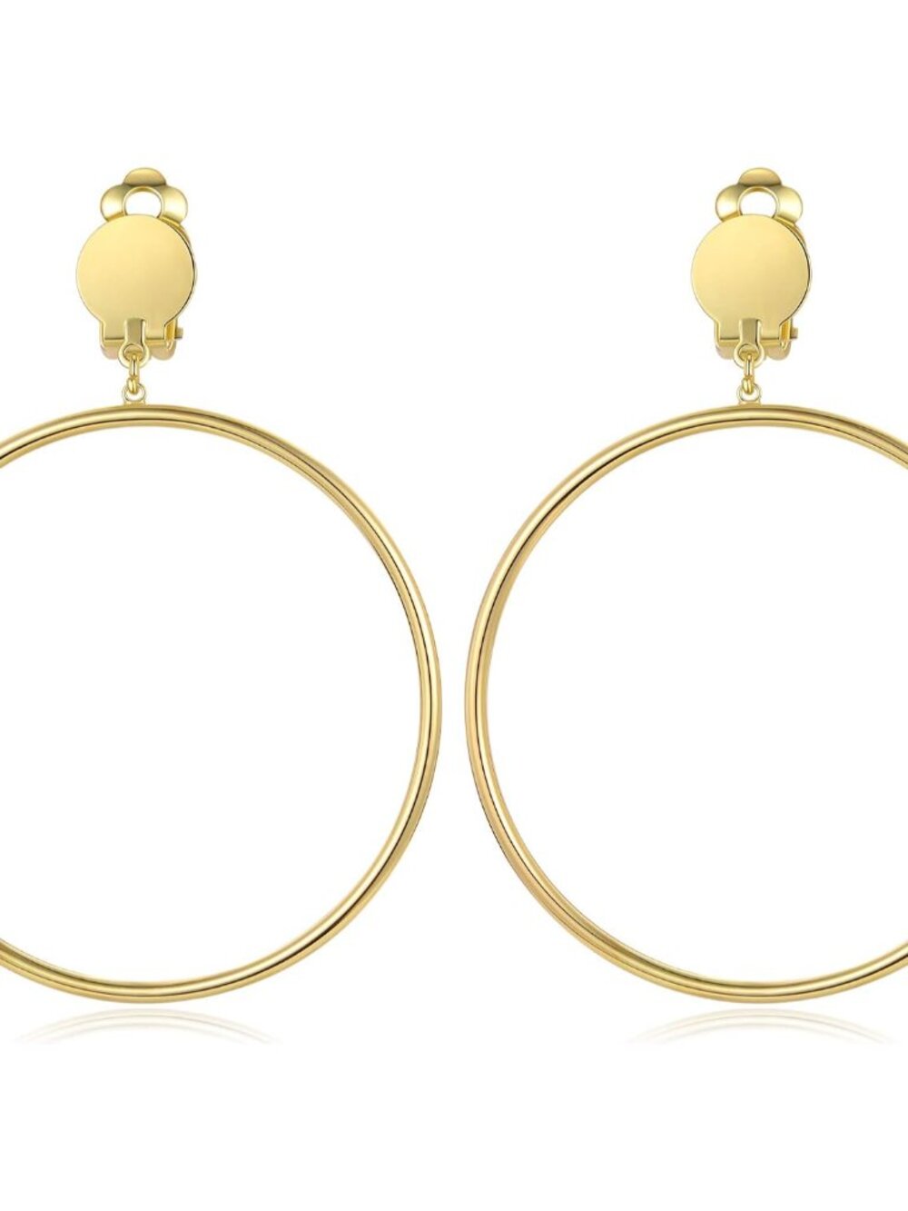 Clip on 2 Inch Large Big Hoop Minimalist Earrings